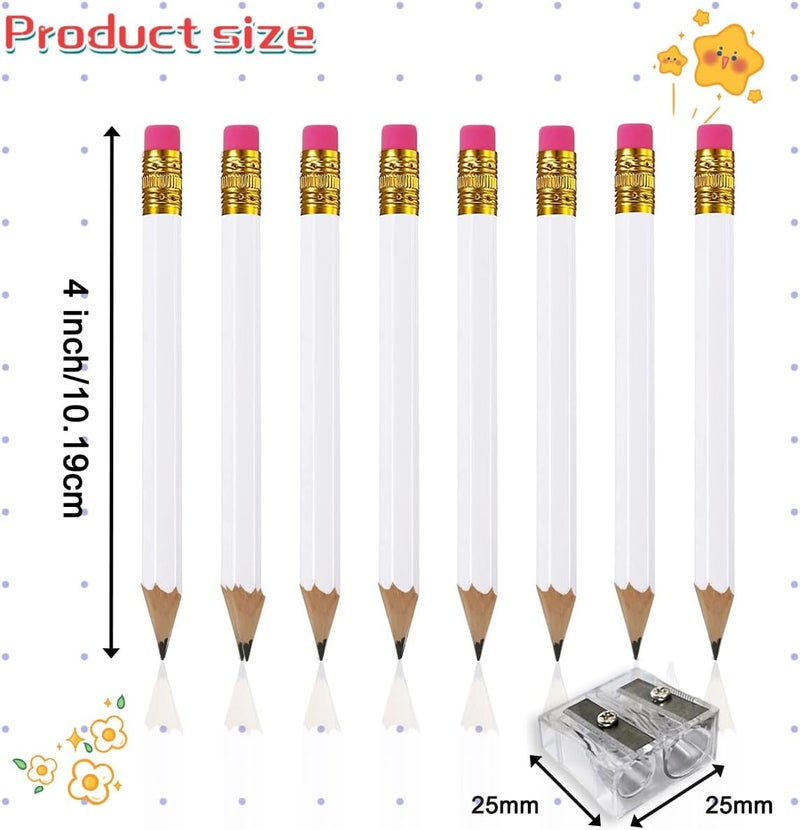 Adhere 25pcs Golf Pencils with eraser Hexagon Wooden Pencils Graphite 2B for Golf Event Scoring,Classroom,Wedding,Company Meetings,Pew, Pocket (Black・White・Green・Pink・Nature・50pcs) - Image 2